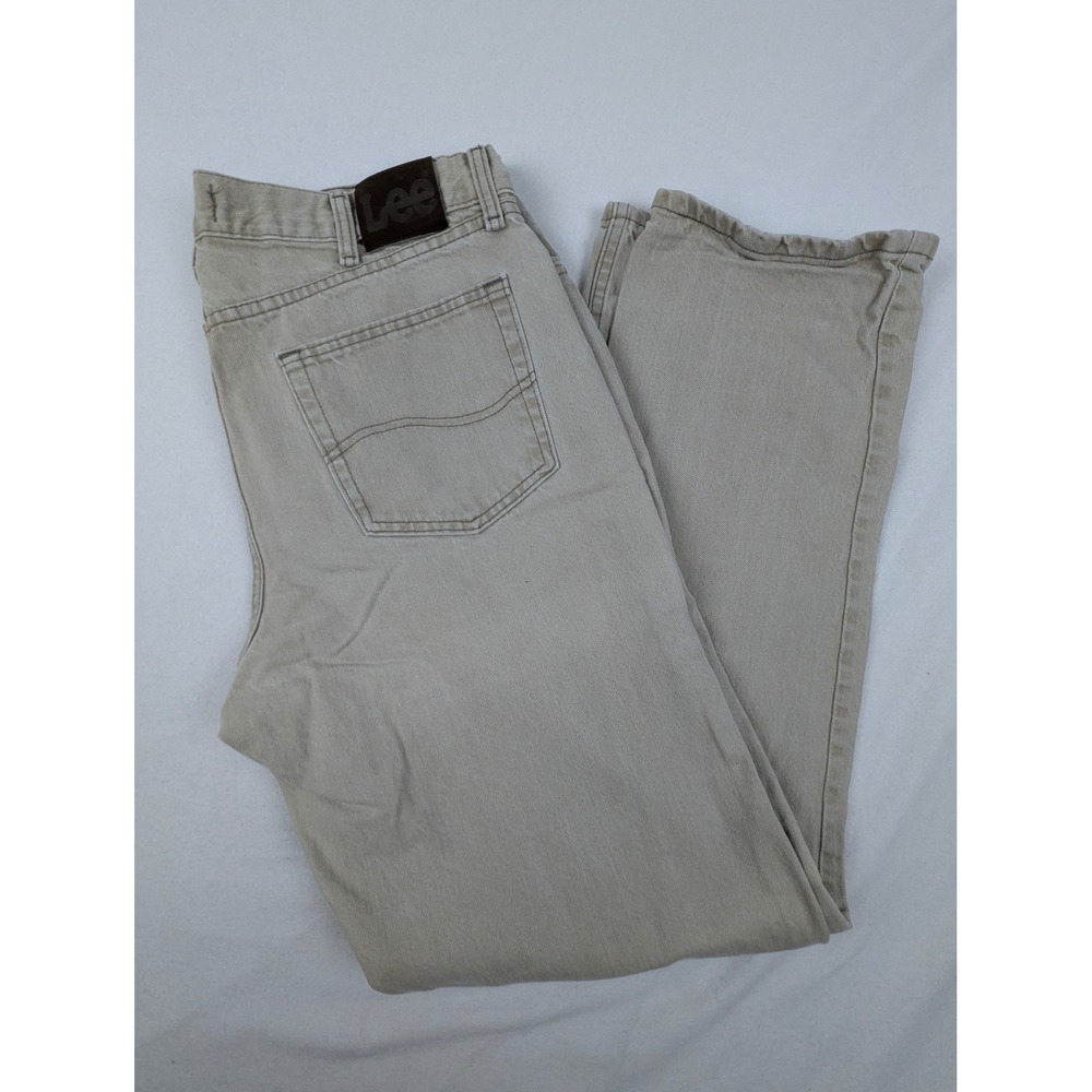 Lee Regular Fit Straight Leg Jeans Mens 38x34 Tan Khaki Denim Pants JIM-M040-008